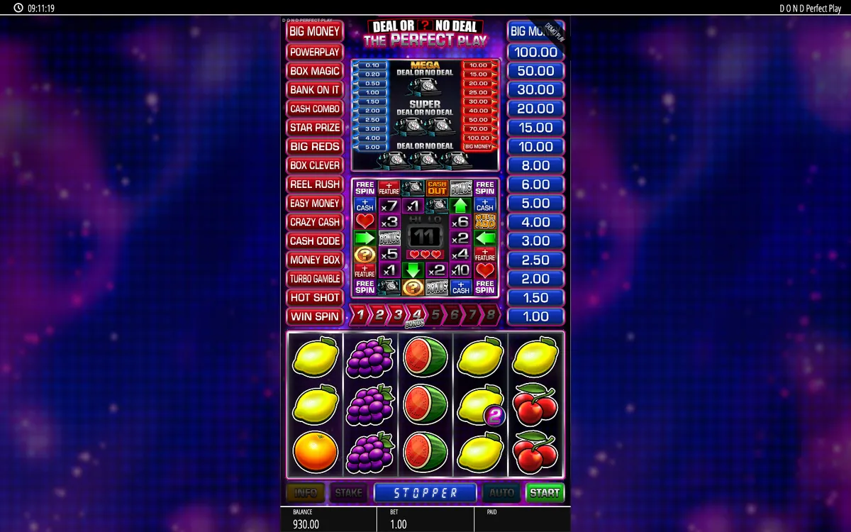 Deal or No Deal tumble cascade feature